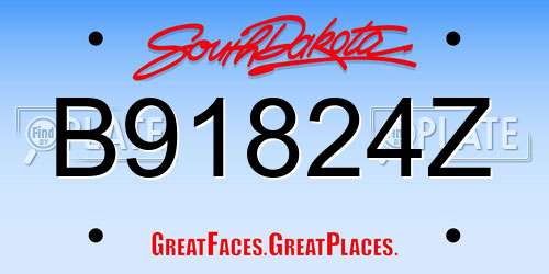 B91824Z South Dakota License Plate