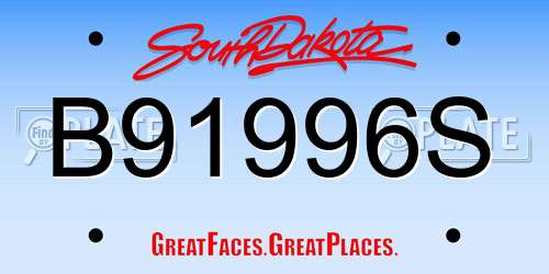 B91996S South Dakota License Plate