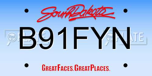 B91FYN South Dakota License Plate