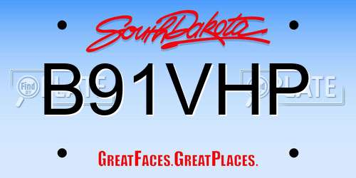B91VHP South Dakota License Plate