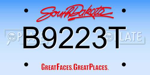 B9223T South Dakota License Plate