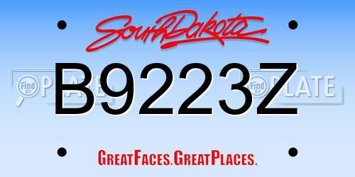 B9223Z South Dakota License Plate