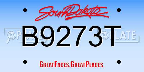 B9273T South Dakota License Plate