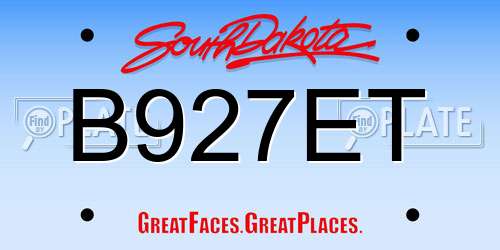 B927ET South Dakota License Plate