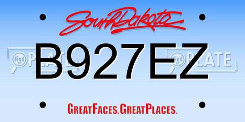B927EZ South Dakota License Plate