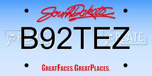 B92TEZ South Dakota License Plate