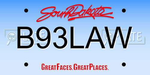 B93LAW South Dakota License Plate