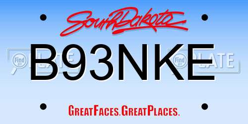 B93NKE South Dakota License Plate