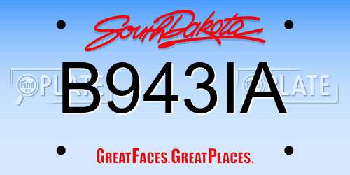 B943IA South Dakota License Plate