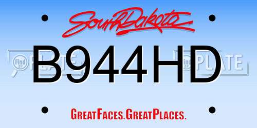 B944HD South Dakota License Plate