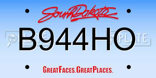B944HO South Dakota License Plate