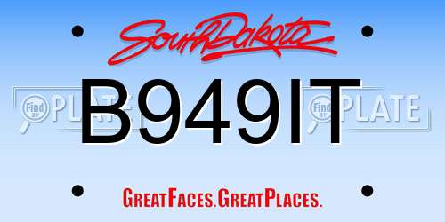 B949IT South Dakota License Plate