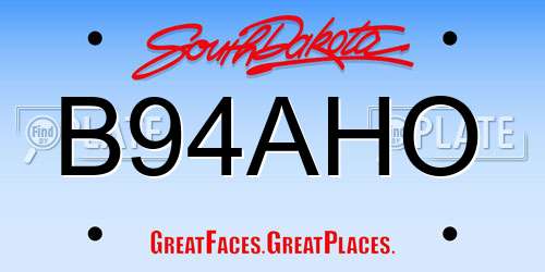 B94AHO South Dakota License Plate