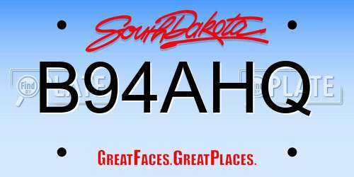 B94AHQ South Dakota License Plate
