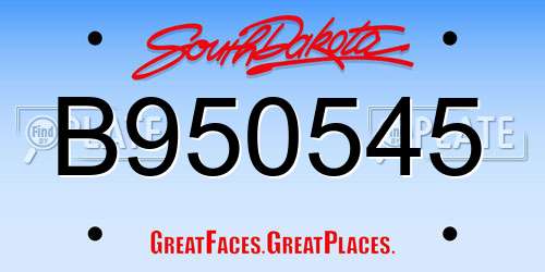 B950545 South Dakota License Plate