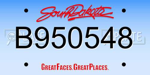 B950548 South Dakota License Plate