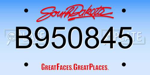 B950845 South Dakota License Plate