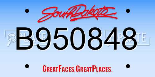 B950848 South Dakota License Plate