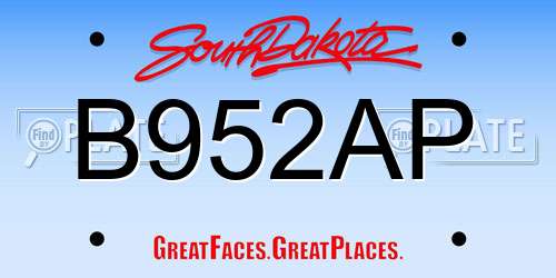 B952AP South Dakota License Plate