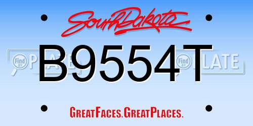 B9554T South Dakota License Plate