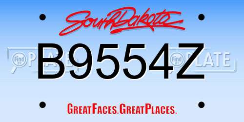 B9554Z South Dakota License Plate