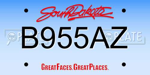 B955AZ South Dakota License Plate