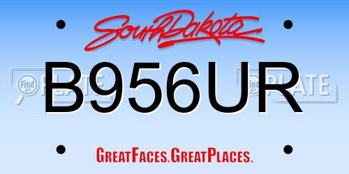 B956UR South Dakota License Plate