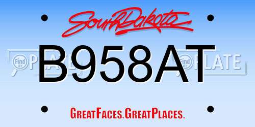 B958AT South Dakota License Plate
