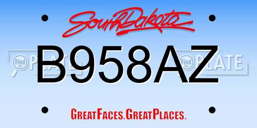 B958AZ South Dakota License Plate