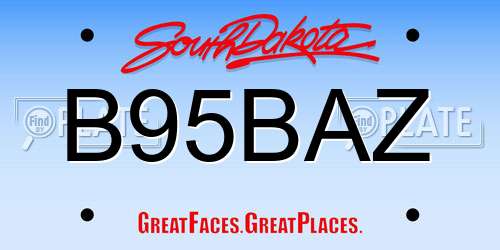 B95BAZ South Dakota License Plate