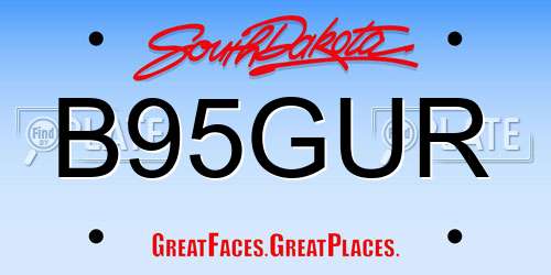 B95GUR South Dakota License Plate