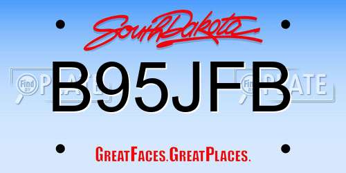 B95JFB South Dakota License Plate