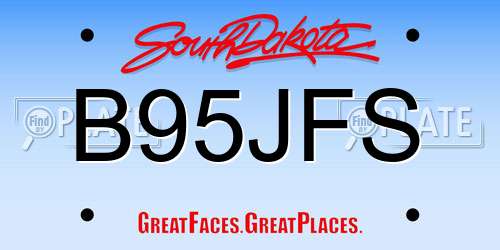 B95JFS South Dakota License Plate