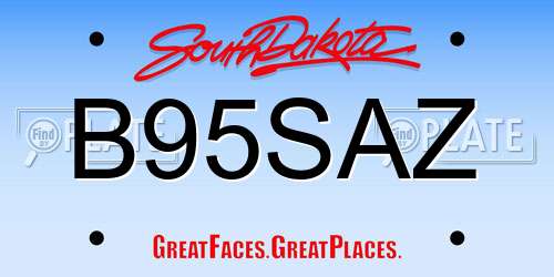 B95SAZ South Dakota License Plate