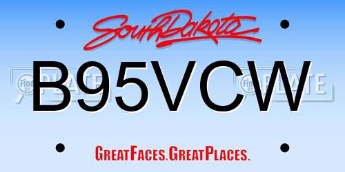 B95VCW South Dakota License Plate