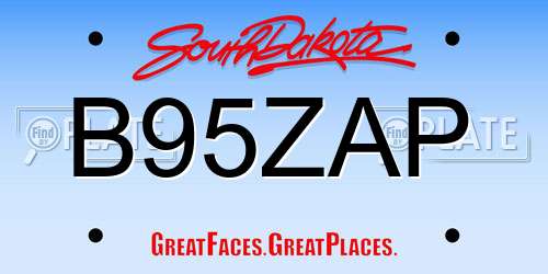 B95ZAP South Dakota License Plate