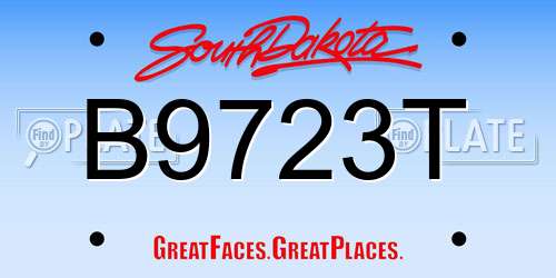 B9723T South Dakota License Plate