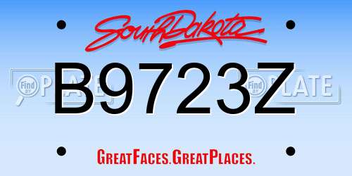 B9723Z South Dakota License Plate