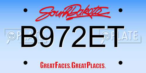 B972ET South Dakota License Plate