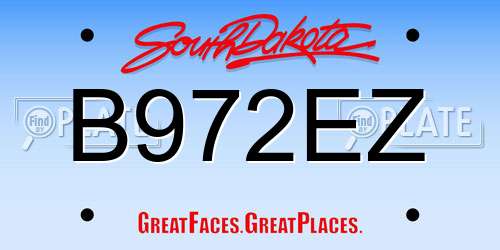 B972EZ South Dakota License Plate