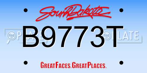B9773T South Dakota License Plate