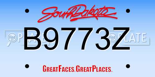 B9773Z South Dakota License Plate