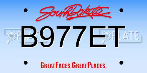 B977ET South Dakota License Plate