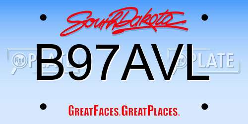 B97AVL South Dakota License Plate