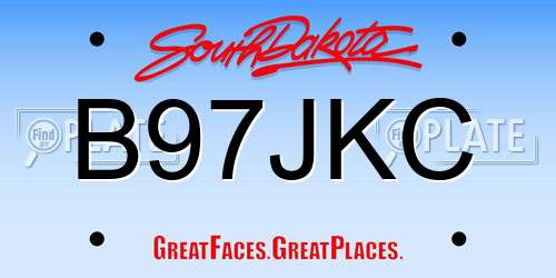 B97JKC South Dakota License Plate
