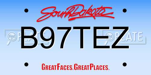 B97TEZ South Dakota License Plate