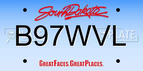 B97WVL South Dakota License Plate