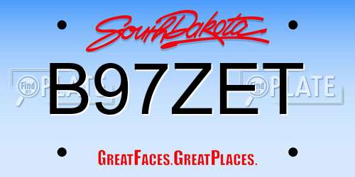 B97ZET South Dakota License Plate