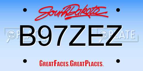 B97ZEZ South Dakota License Plate