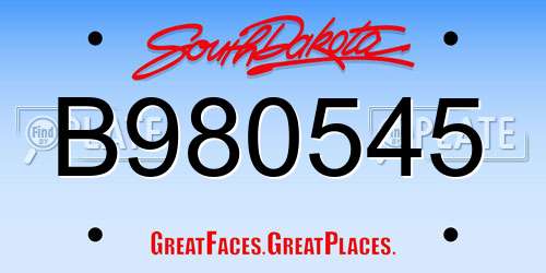 B980545 South Dakota License Plate